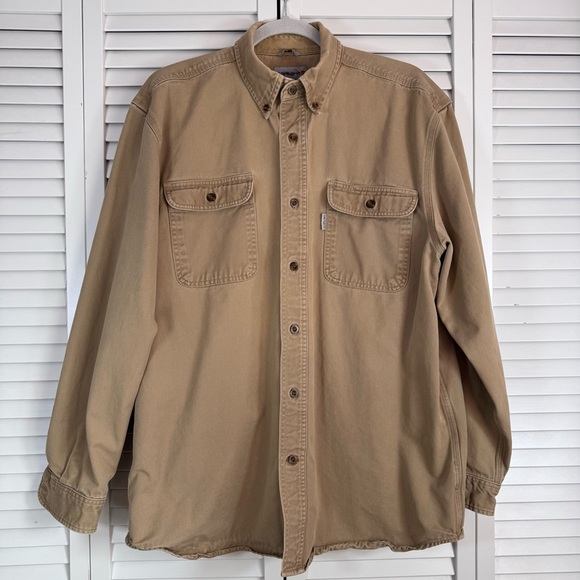 Carhartt Mens Shacket Original Fit Beige Shirt Jacket Canvas Size Large - Picture 1 of 9